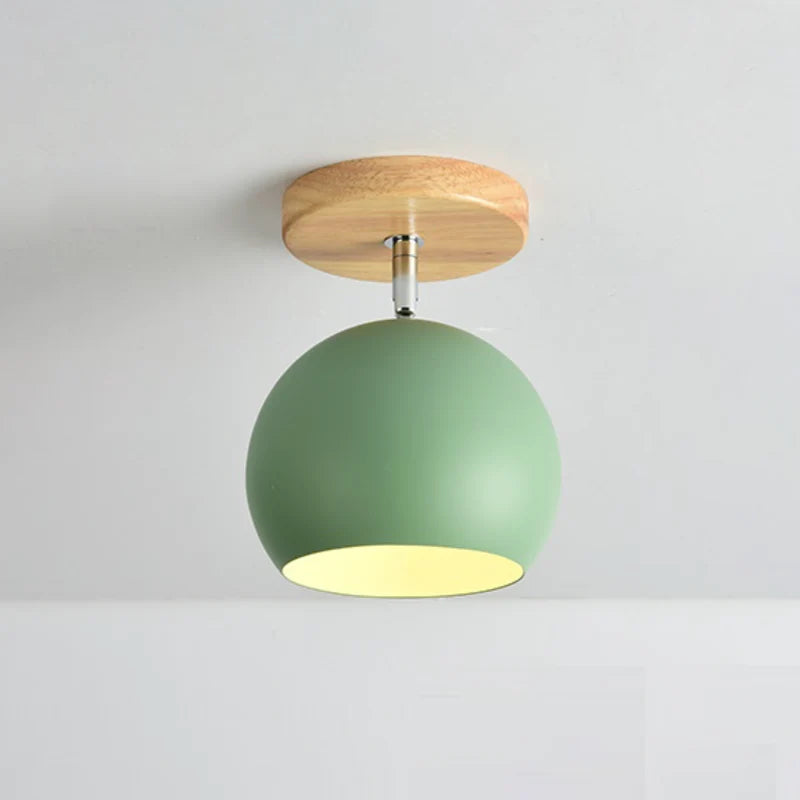 Plafonnier led en bois et boule en métal de couleur ajustable - Shield