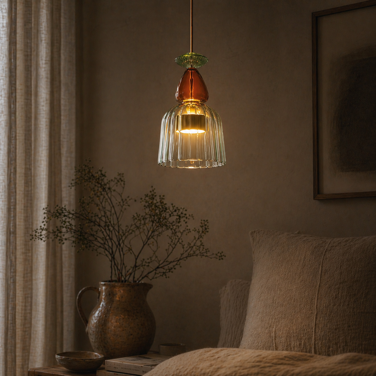 Suspensions luminaire LED en verre coloré - Helia