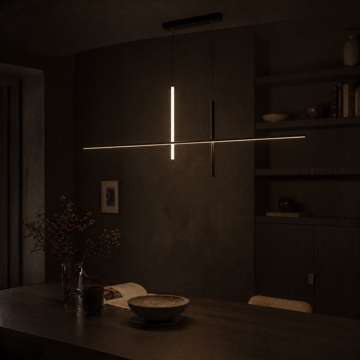 Lustre led minimaliste moderne noir - Lighta