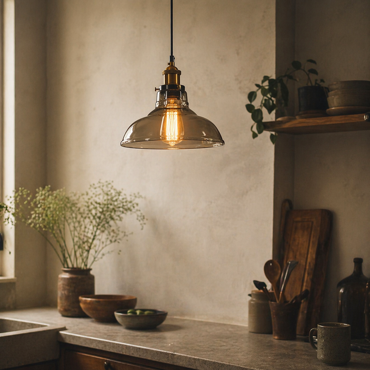 Suspension design en verre vintage retro - Flux