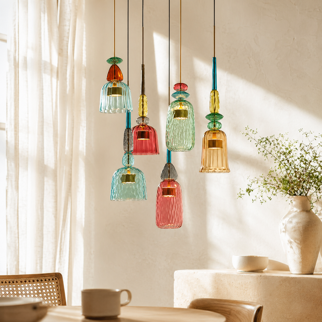 Suspensions luminaire LED en verre coloré - Helia