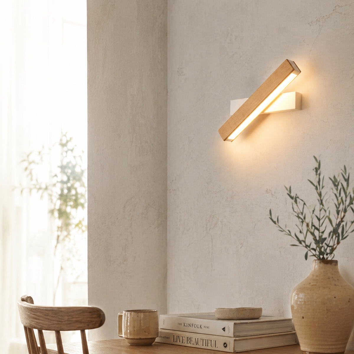 Applique murale rotative nordique en bois massif - Luxline
