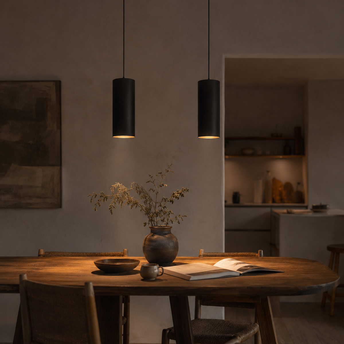 Suspension led en forme de cylindre noir vintage - Terrax