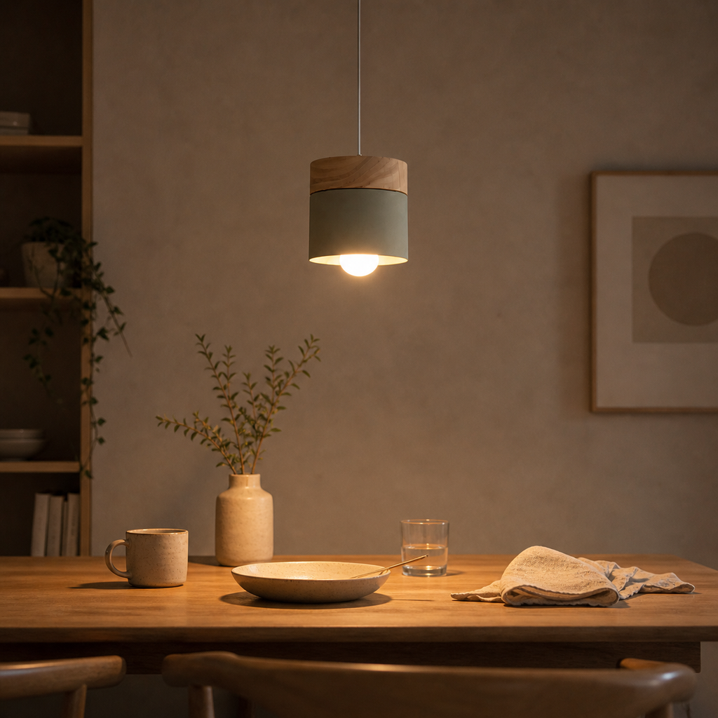 Suspension led cylindrique en métal et bois - Cylin
