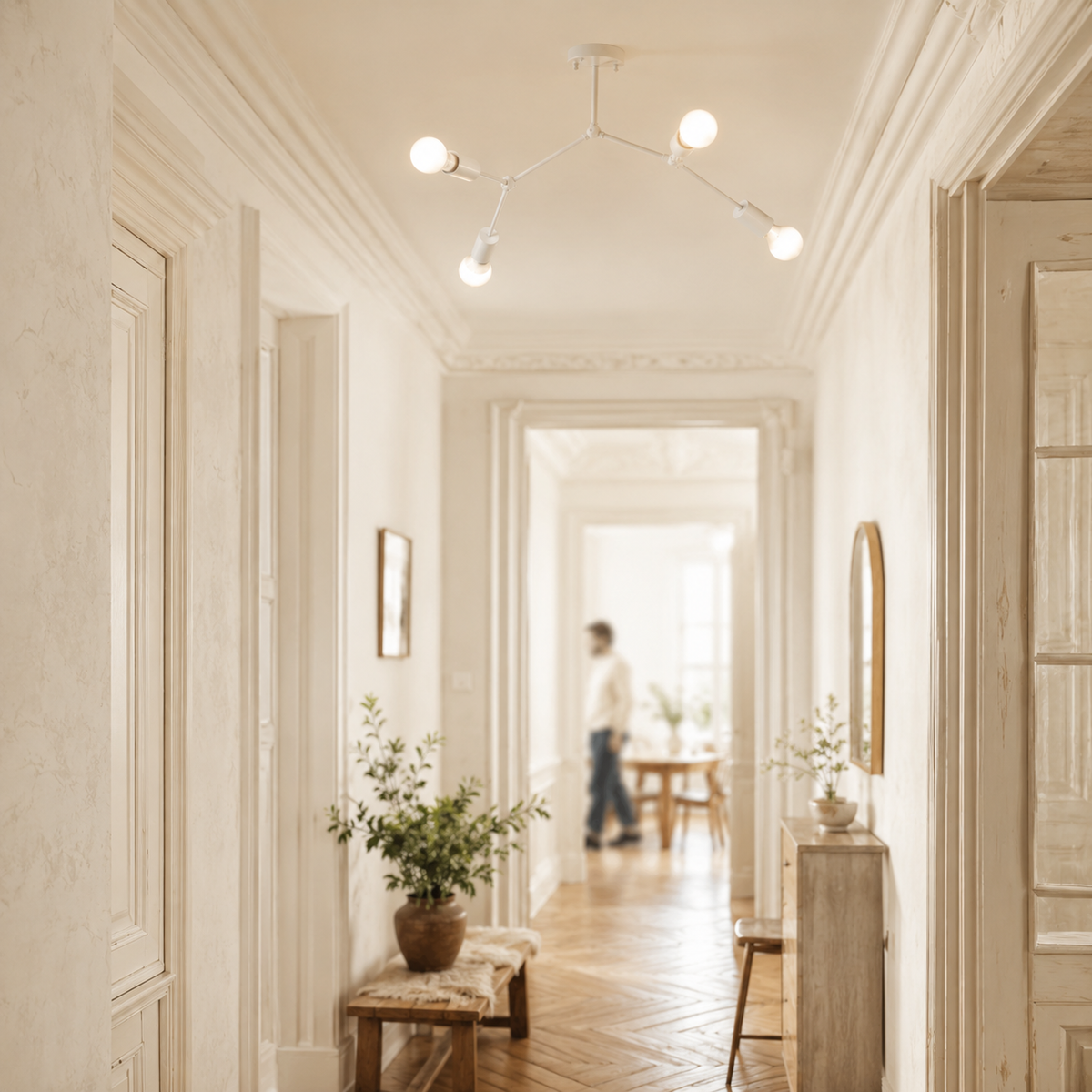 Plafonnier branche de spots style retro - Yard