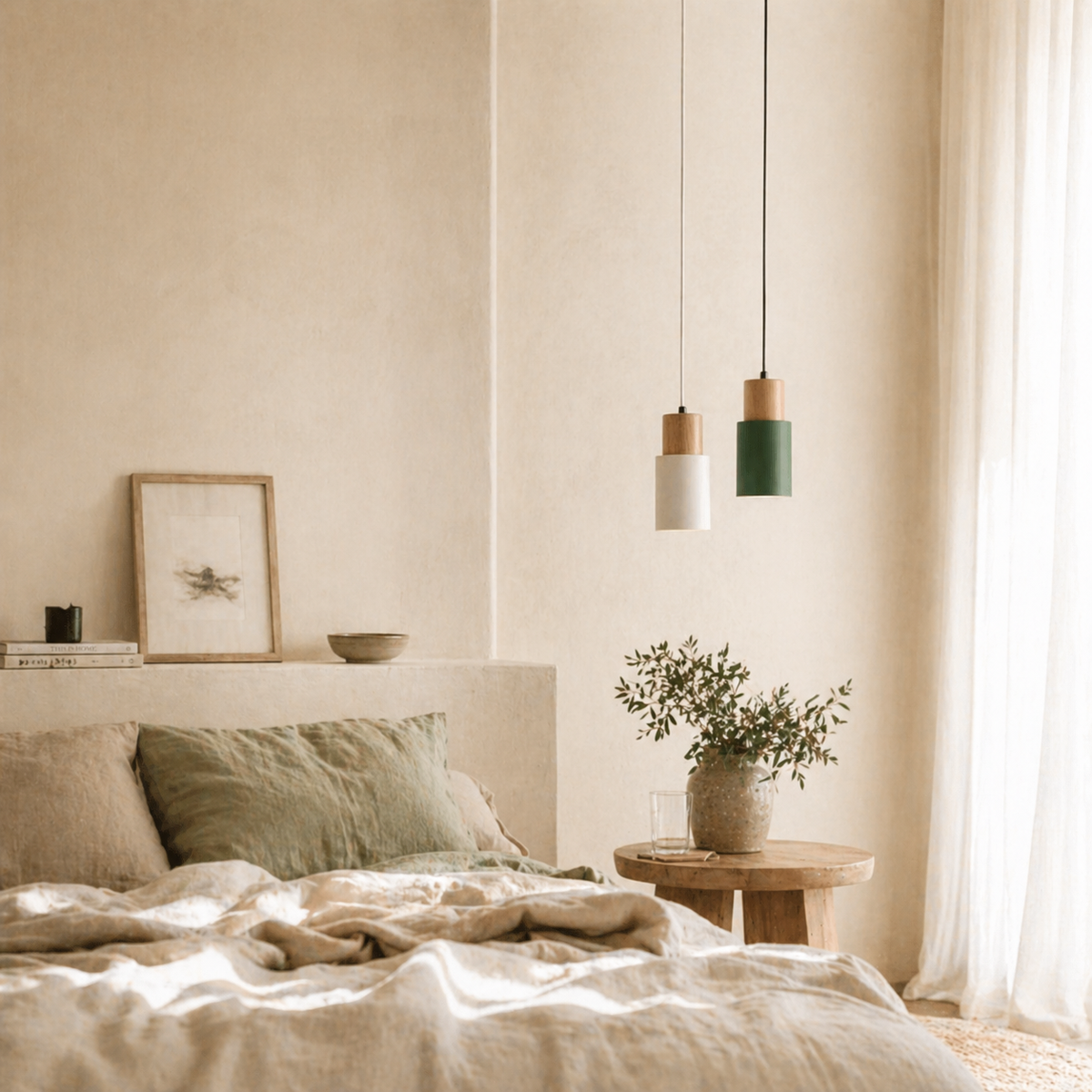 Suspension cylindrique en bois et métal - Aural