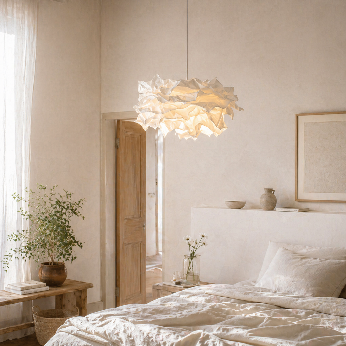 Lustres en papier blanc design fleur - Path