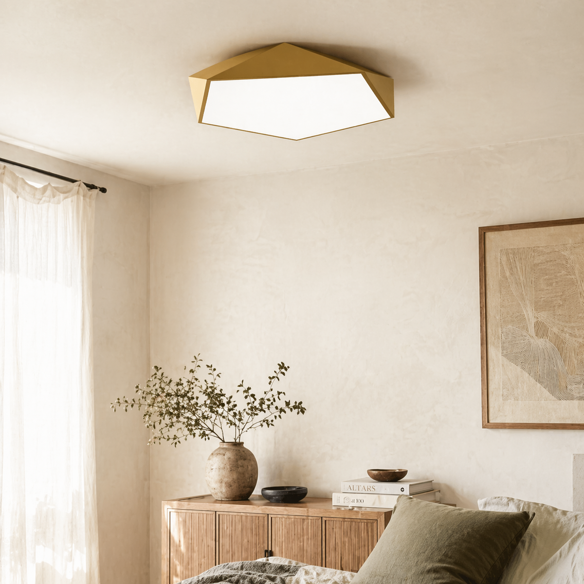 Plafonnier design led géométrique de couleur - Solux