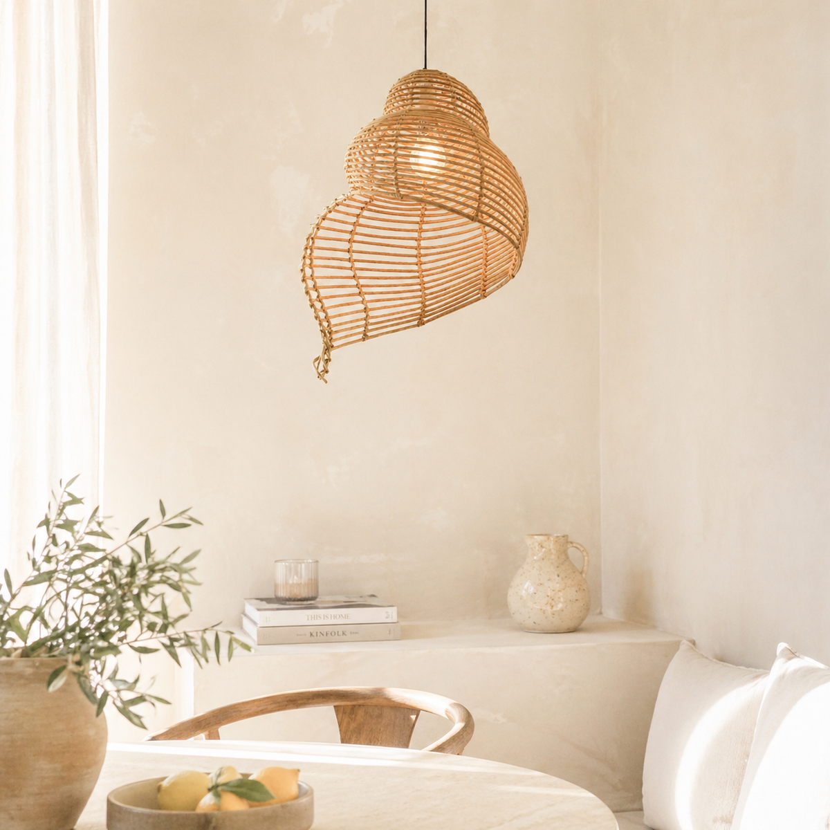 Suspension coquillage spirale en bois - Riso
