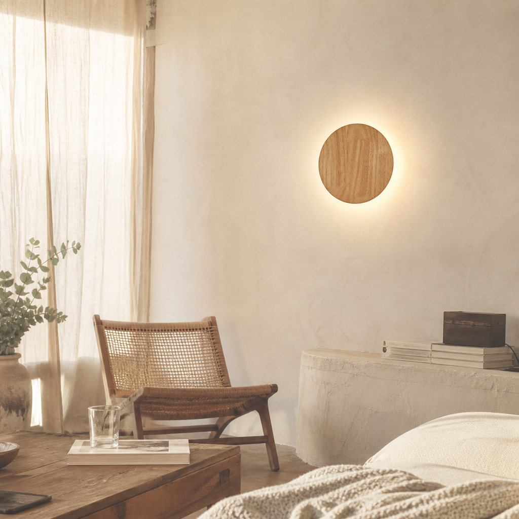 Applique murale scandinave led de forme ovale en bois - Layer
