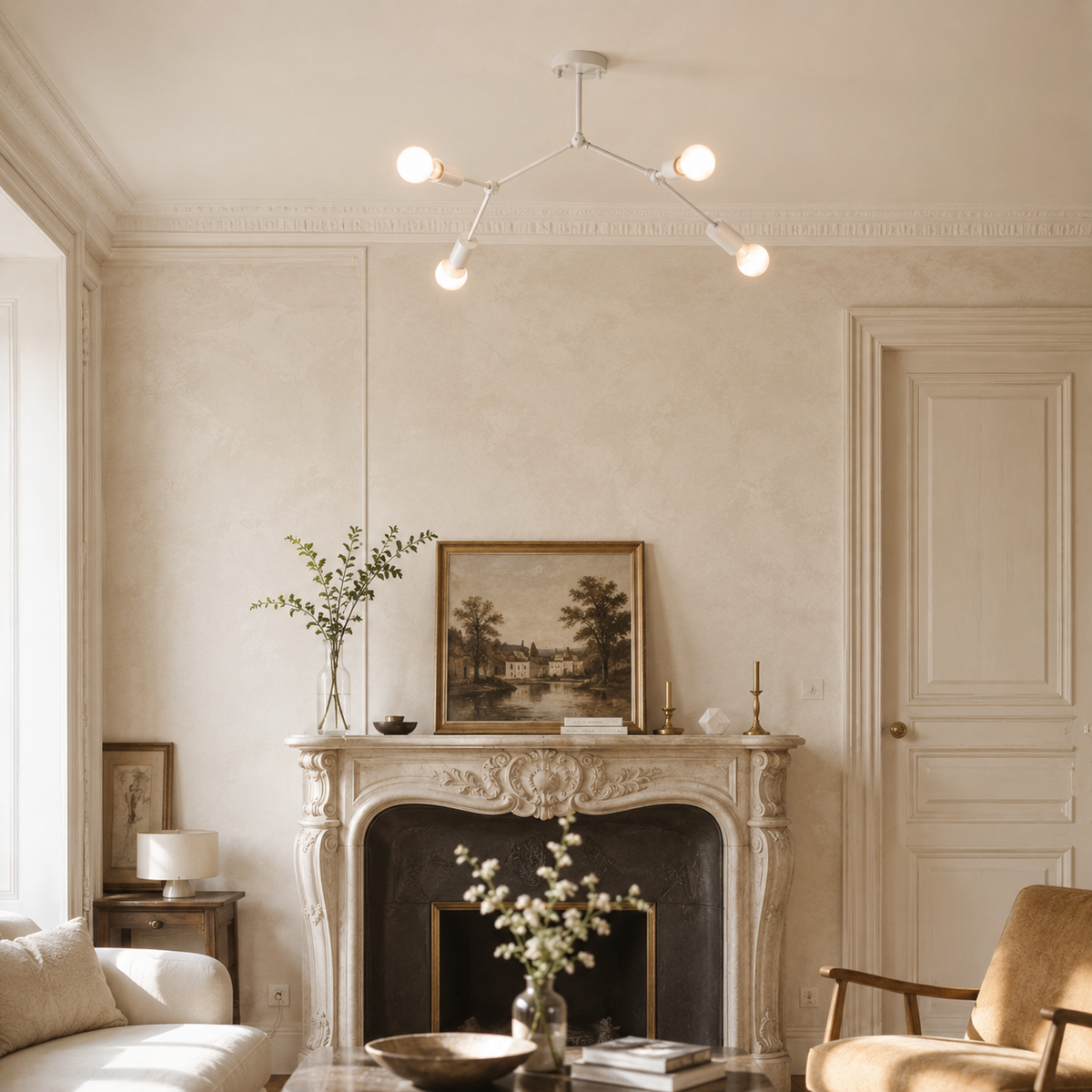 Plafonnier branche de spots style retro - Yard