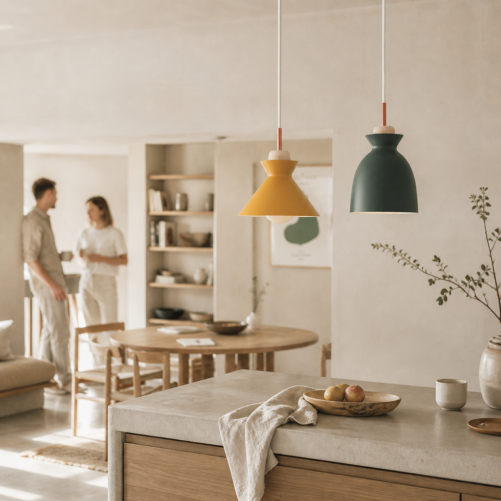 Lustre créatif en bois et fer forgé à une tête - Neutr