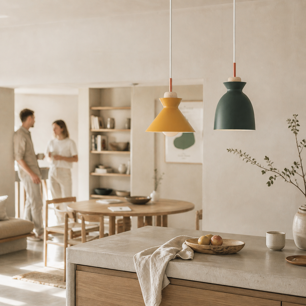 Lustre créatif en bois et fer forgé à une tête - Neutr