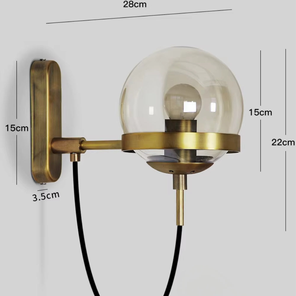 Applique murale led métal et boule en verre - Plano