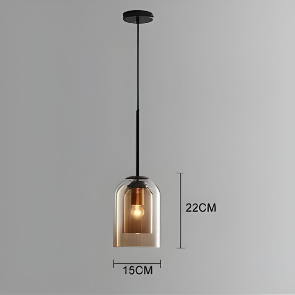 Suspension design tube arrondi double verre fumé - Railo