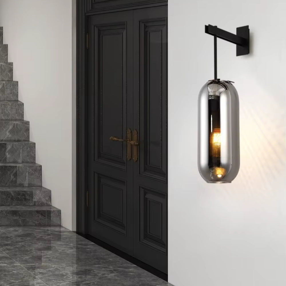 Applique industrielle en métal et verre vintage - Reflect