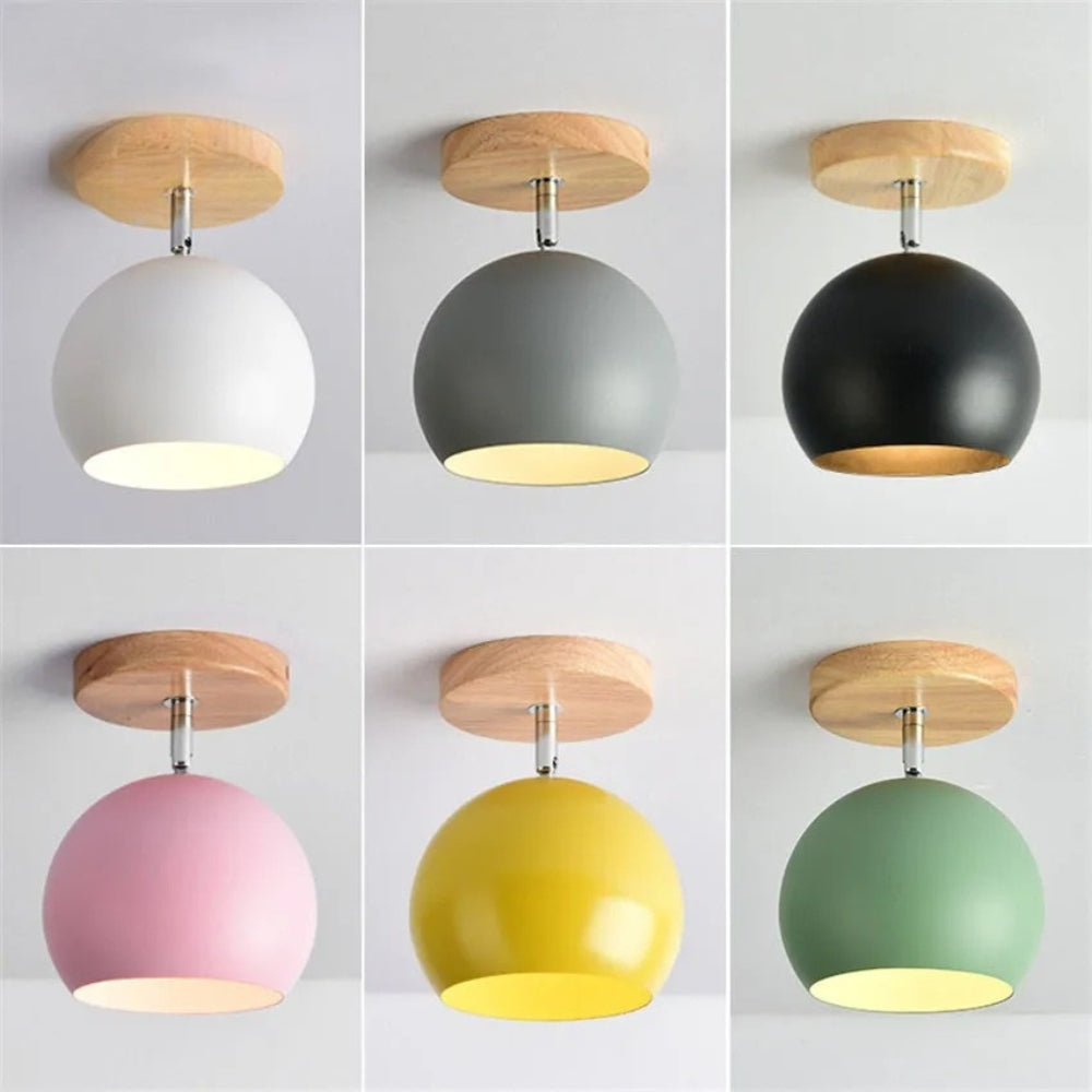 Plafonnier led en bois et boule en métal de couleur ajustable - Shield