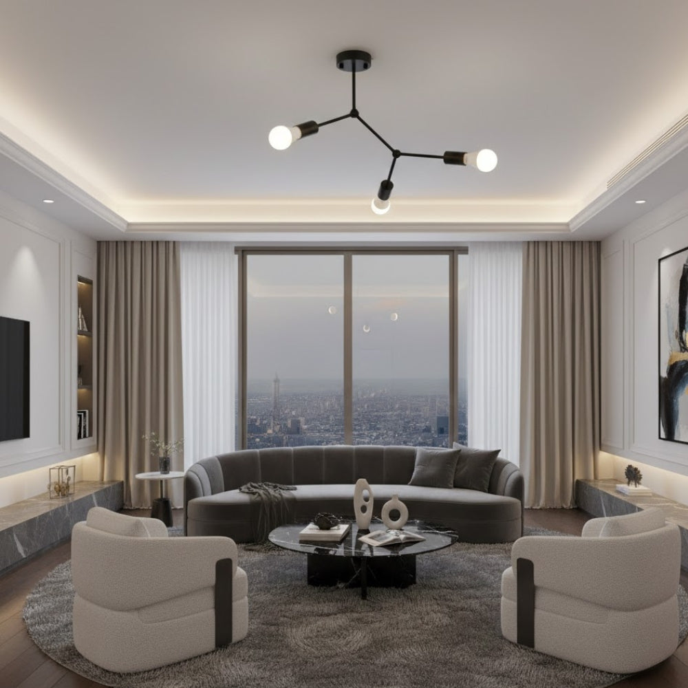 Plafonnier branche de spots style retro - Yard