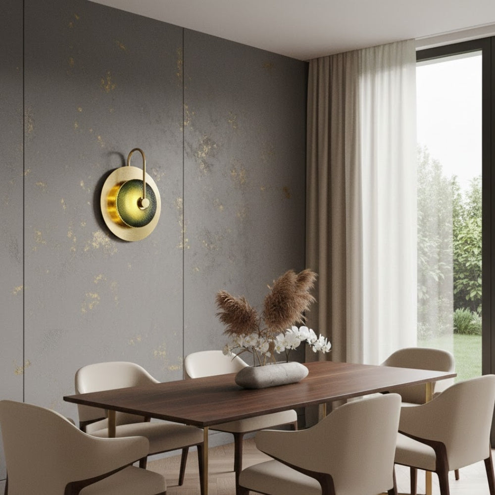 Applique murale design led ronde en métal doré - Logix