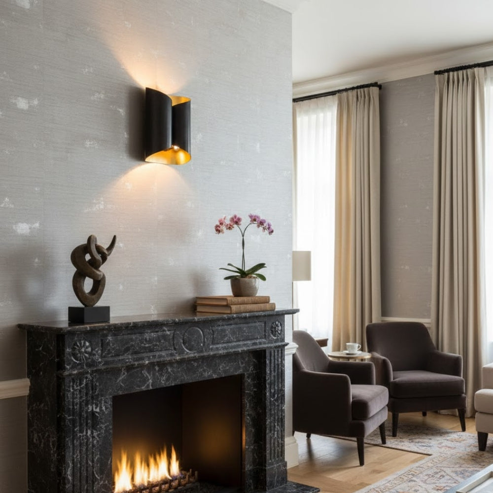 Applique murale enroulée noire et dorée - Ray