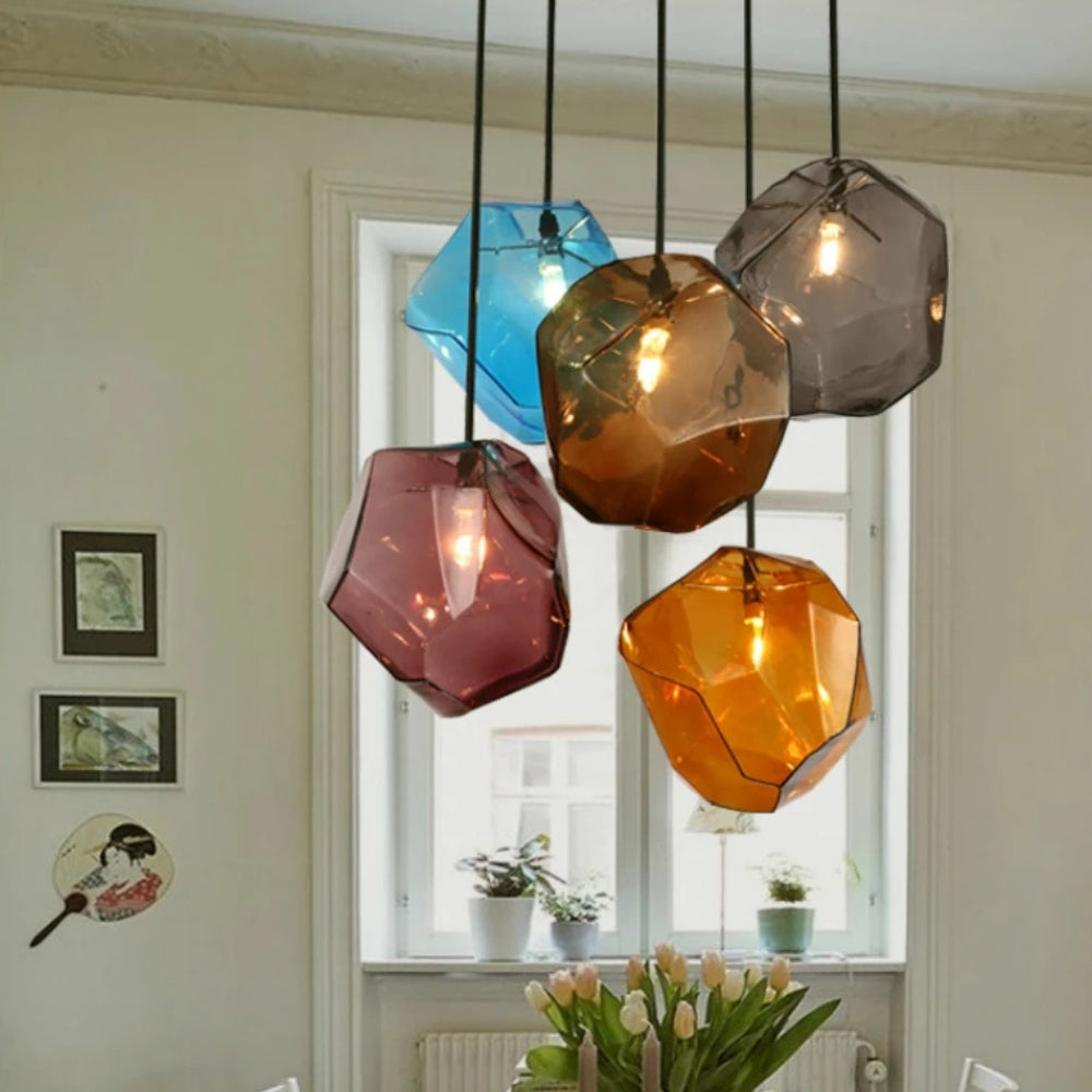 Suspension led design en verre de couleur - Glowix