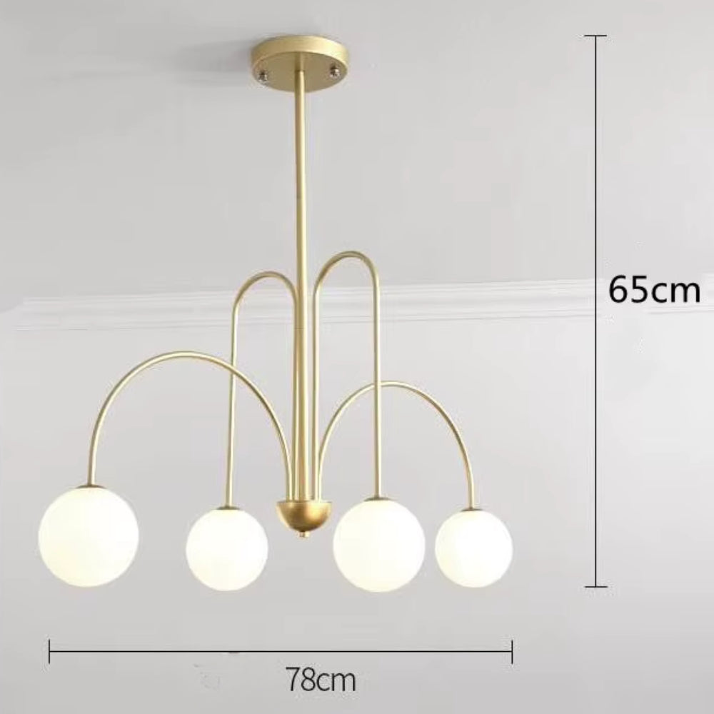 Lustre design led à branches dorées avec boules en verre - Quo