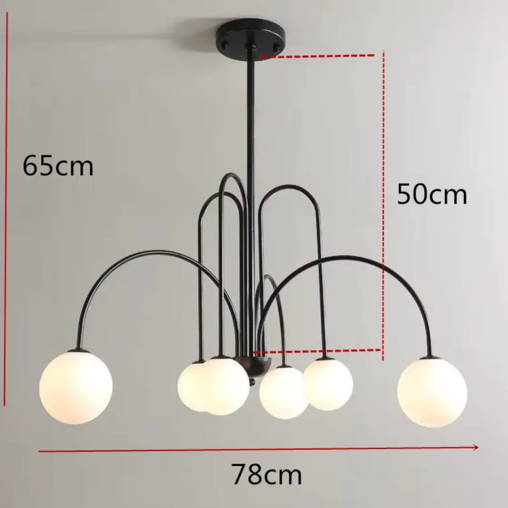 Lustre design led à branches dorées avec boules en verre - Quo