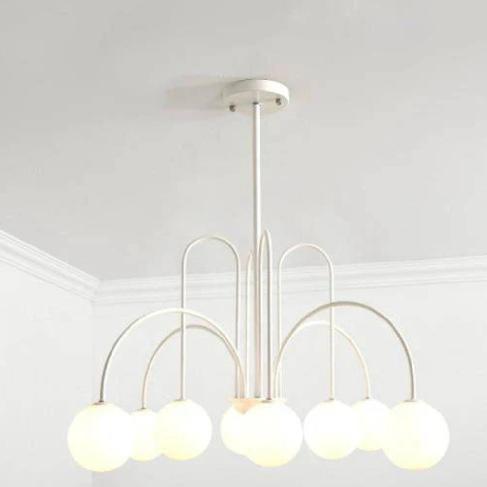 Lustre design led à branches dorées avec boules en verre - Quo