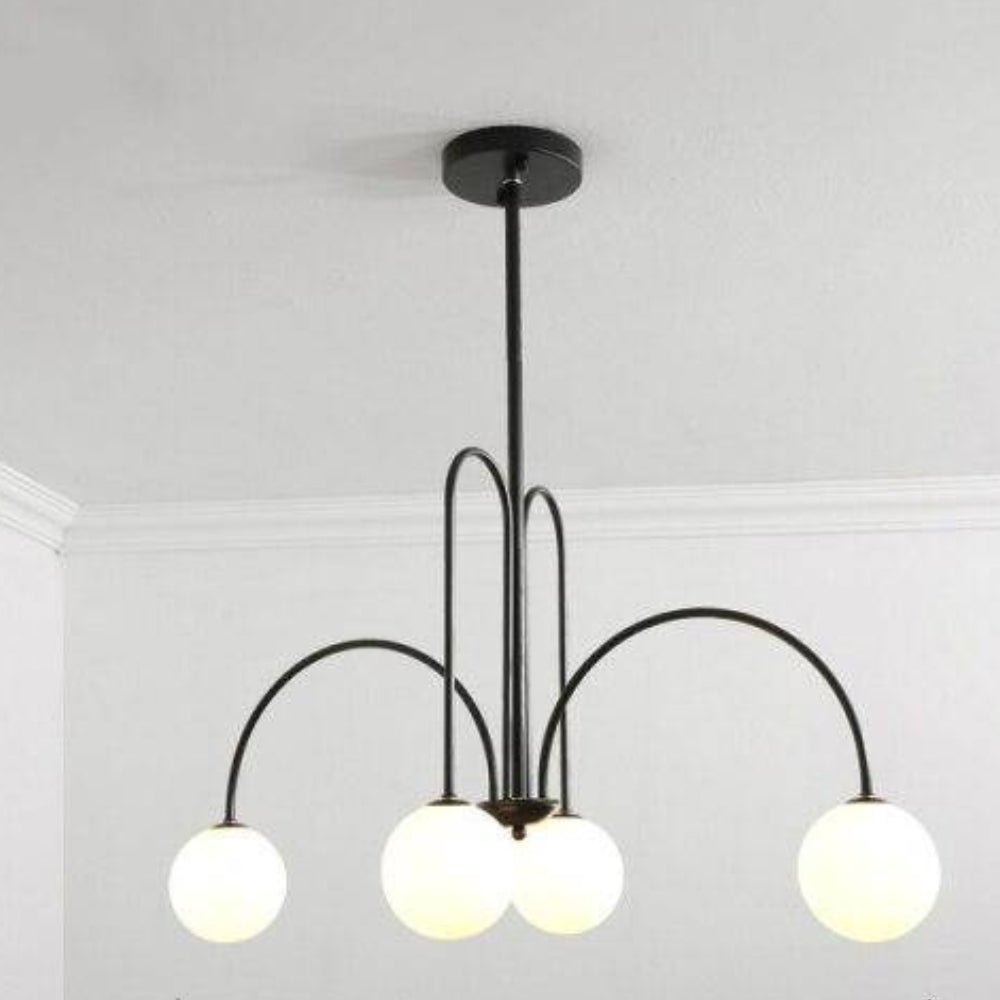 Lustre design led à branches dorées avec boules en verre - Quo