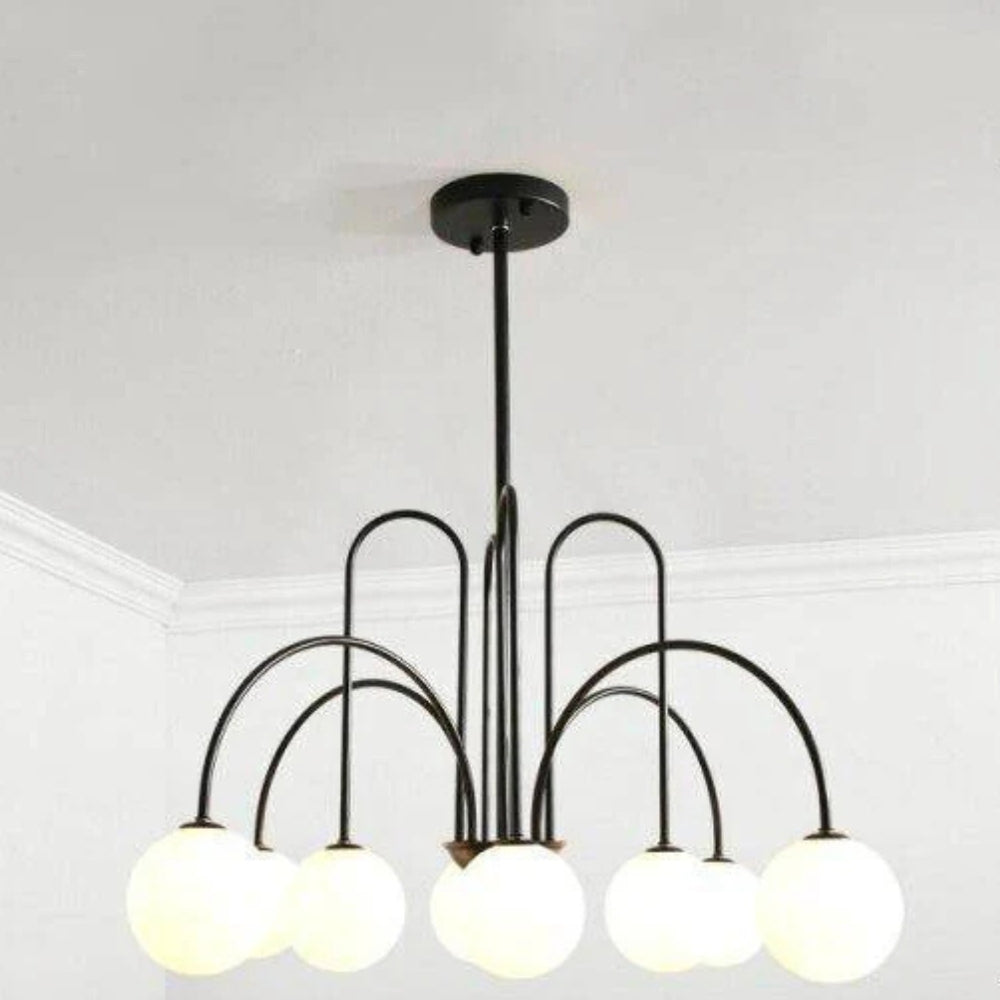 Lustre design led à branches dorées avec boules en verre - Quo