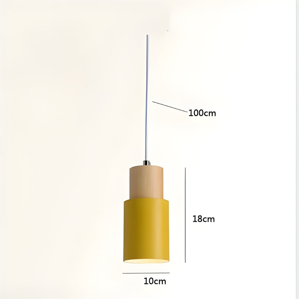 Suspension cylindrique en bois et métal de couleur - Aural