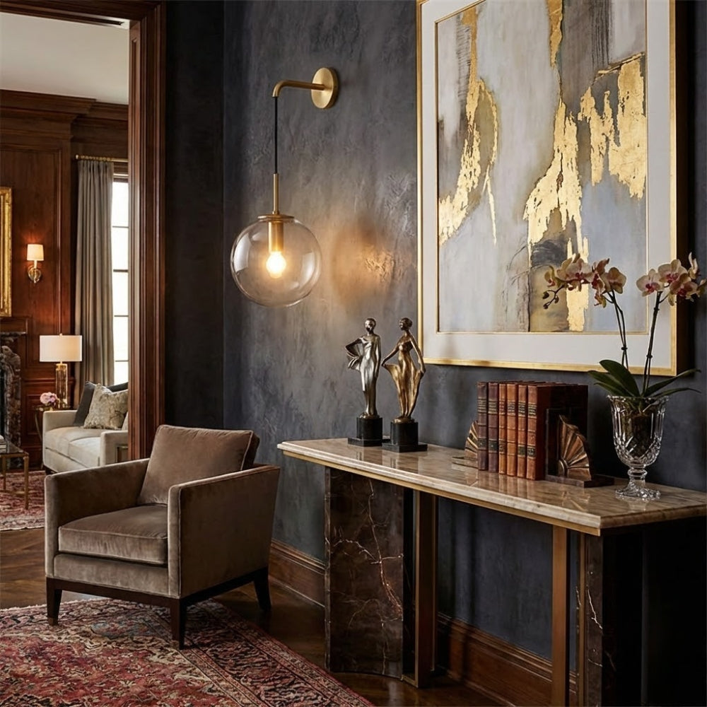 Applique murale avec boule de verre suspendue - Sigma