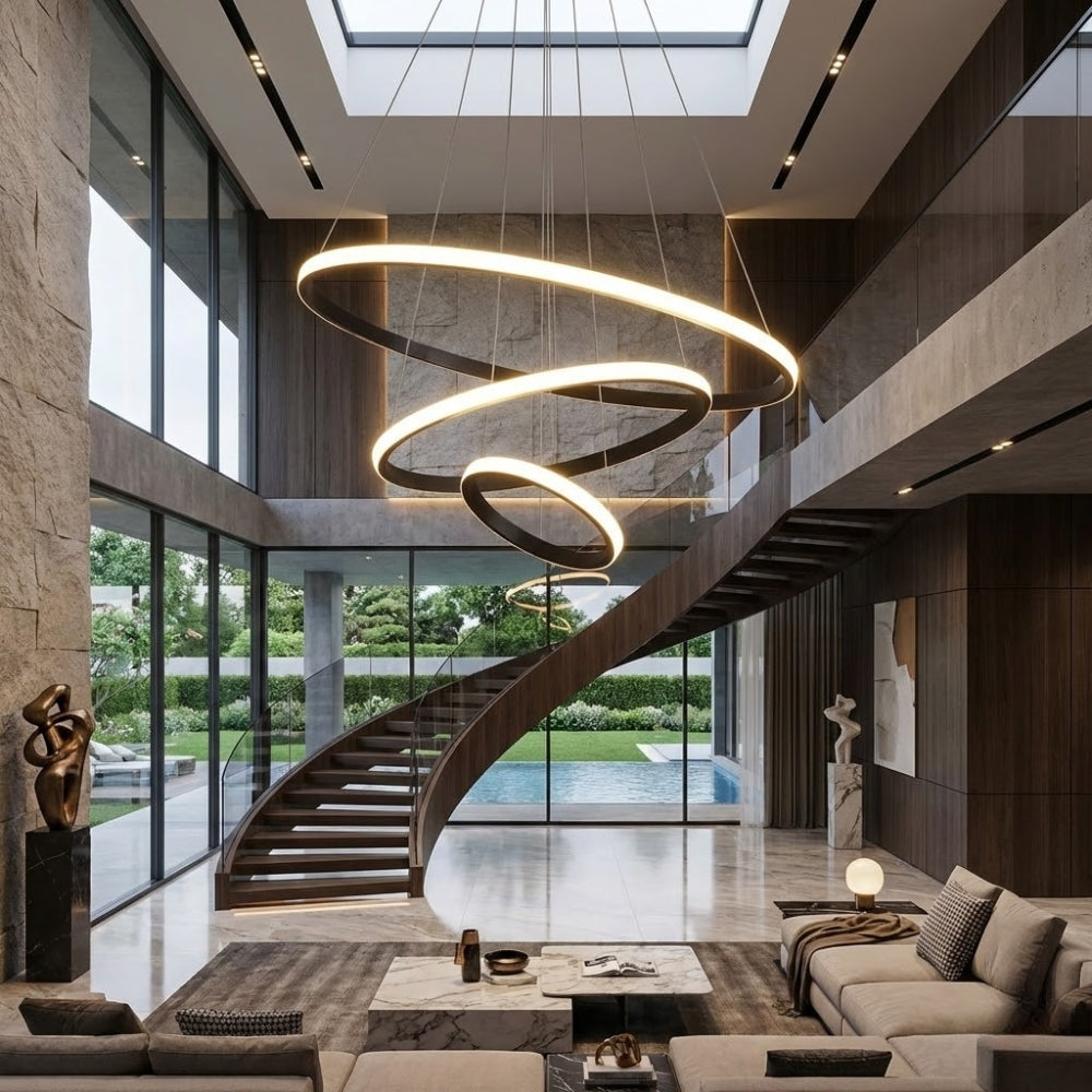 Lustre design anneaux suspendus à led deco - Optix