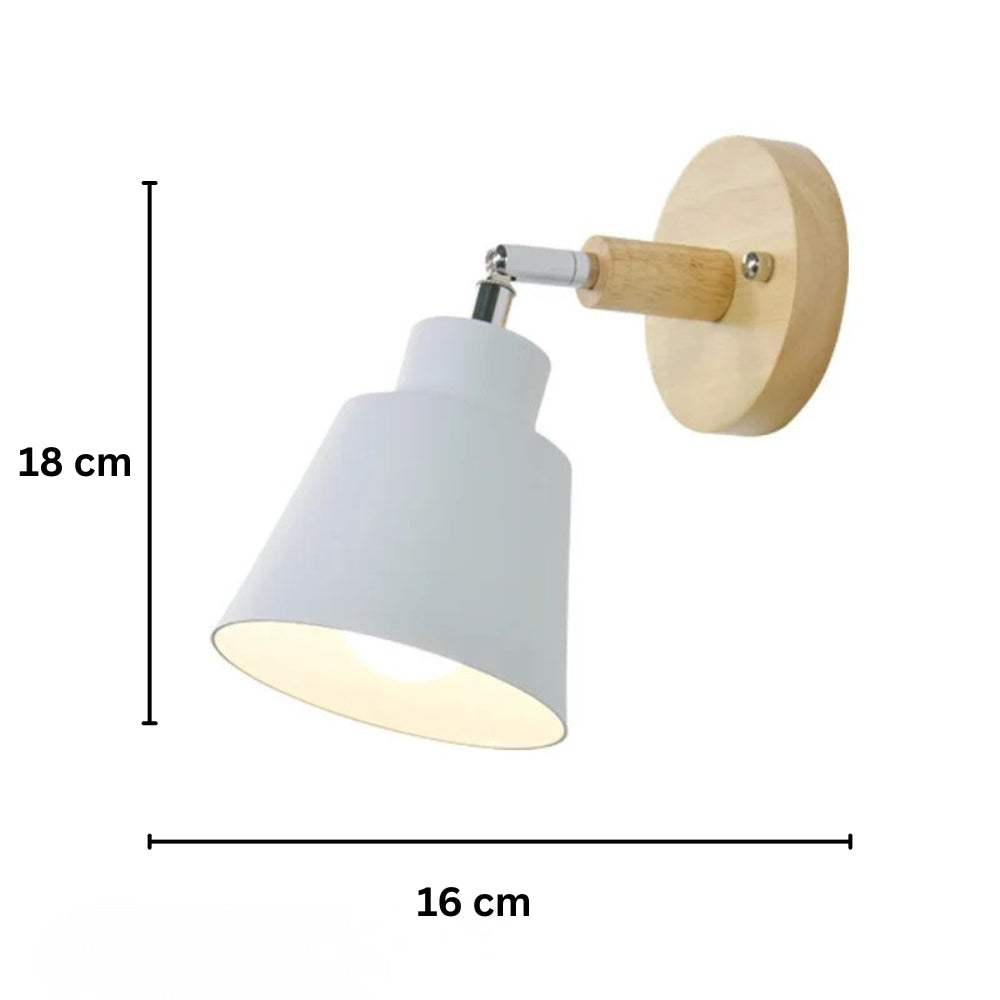 Applique murale led abat-jour orientable en métal et en bois - Opta