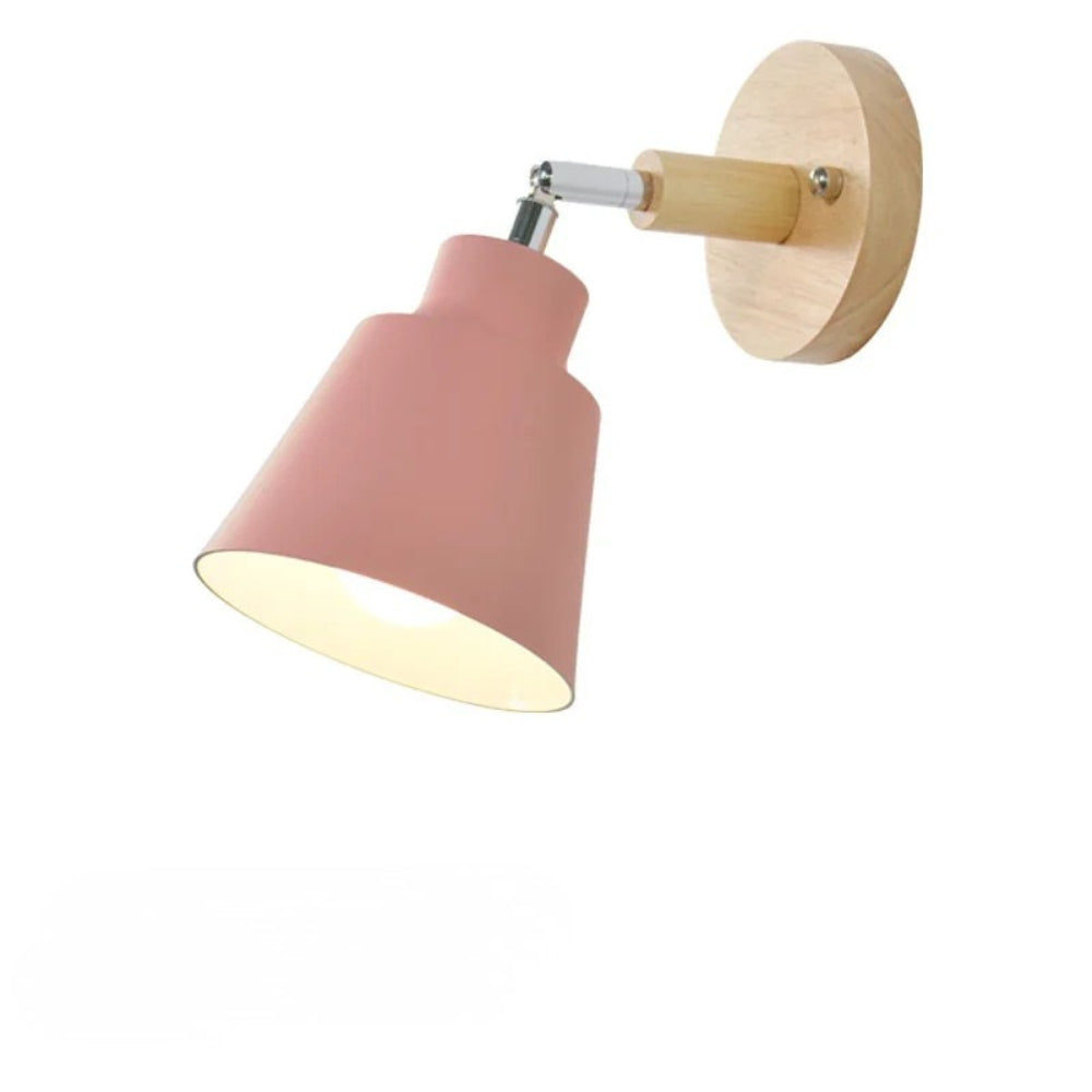 Applique murale led abat-jour orientable en métal et en bois - Opta