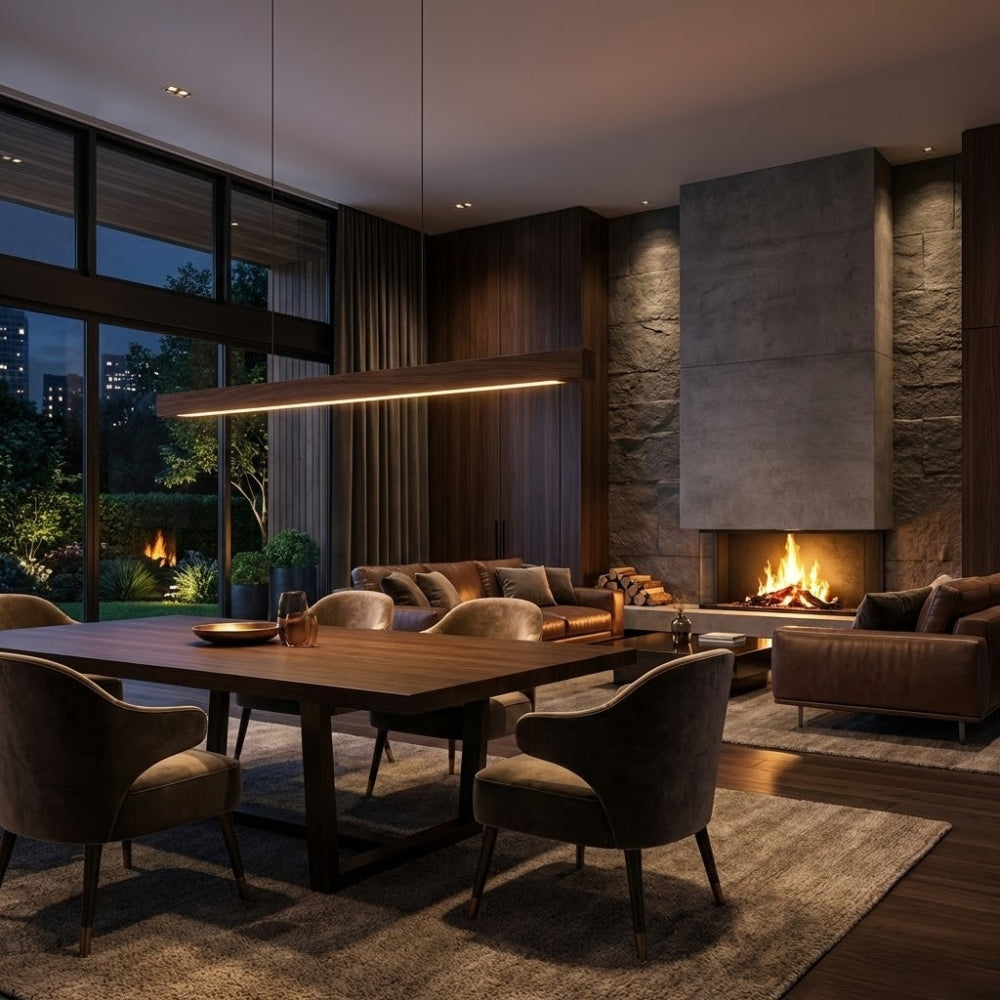 Suspension design moderne led en bois allongé - Vector