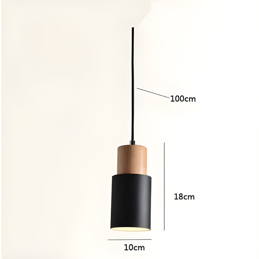 Suspension cylindrique en bois et métal de couleur - Aural