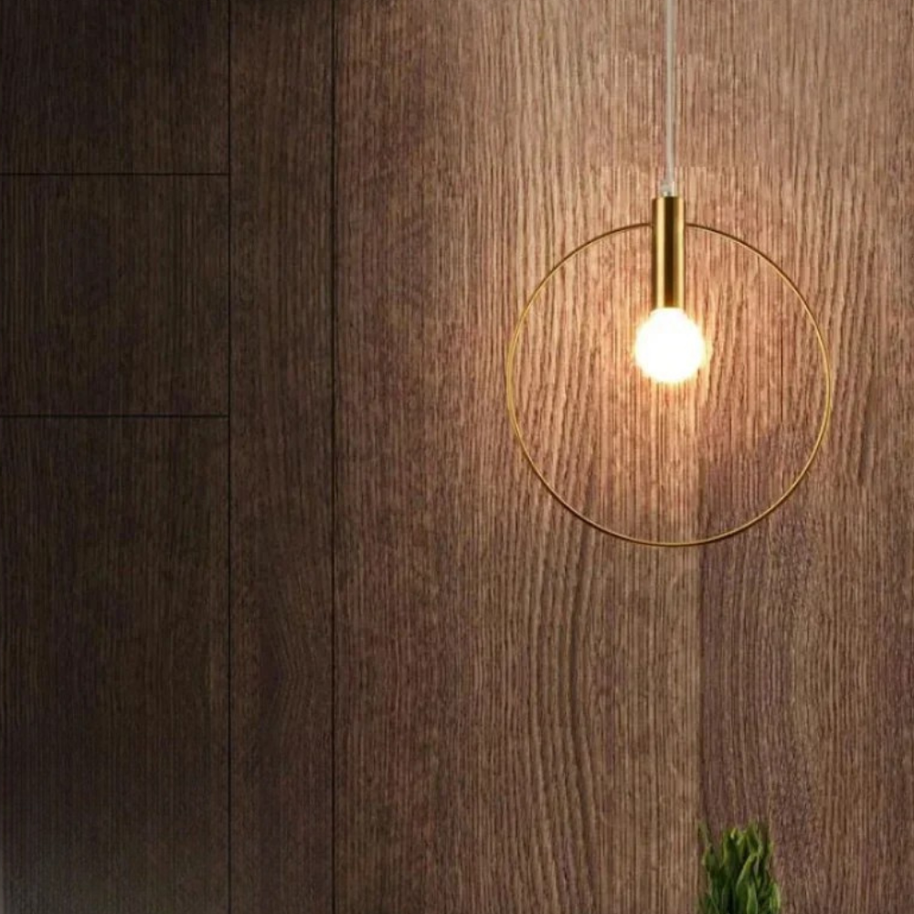 Suspension dorée à led en forme de rond - Inoxt