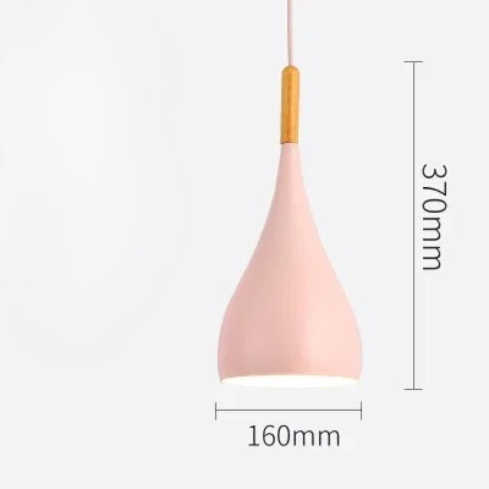 Suspension led en métal coloré et baton en bois - Gamma