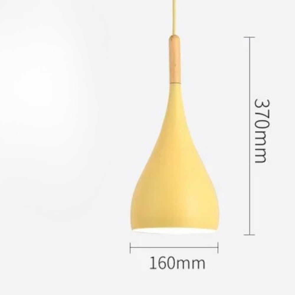 Suspension led en métal coloré et baton en bois - Gamma