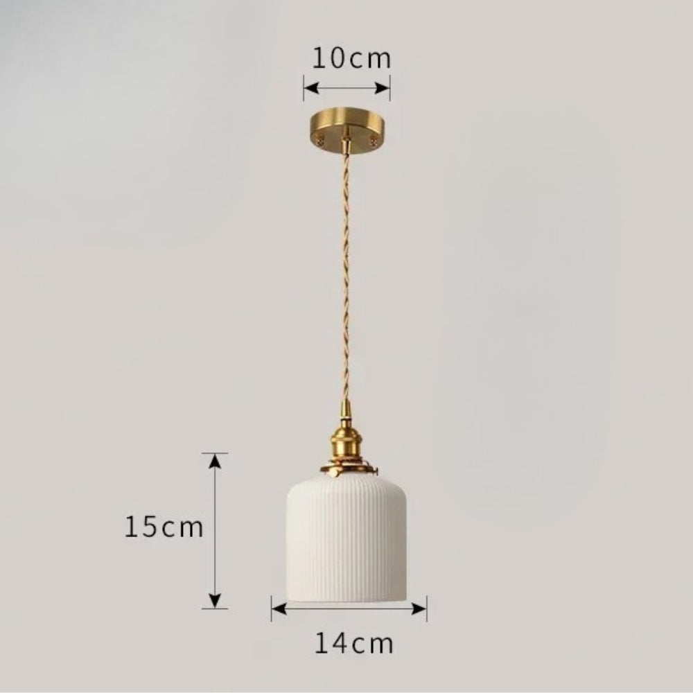 Suspension rétro avec abat-jour en céramique blanc - Plasma