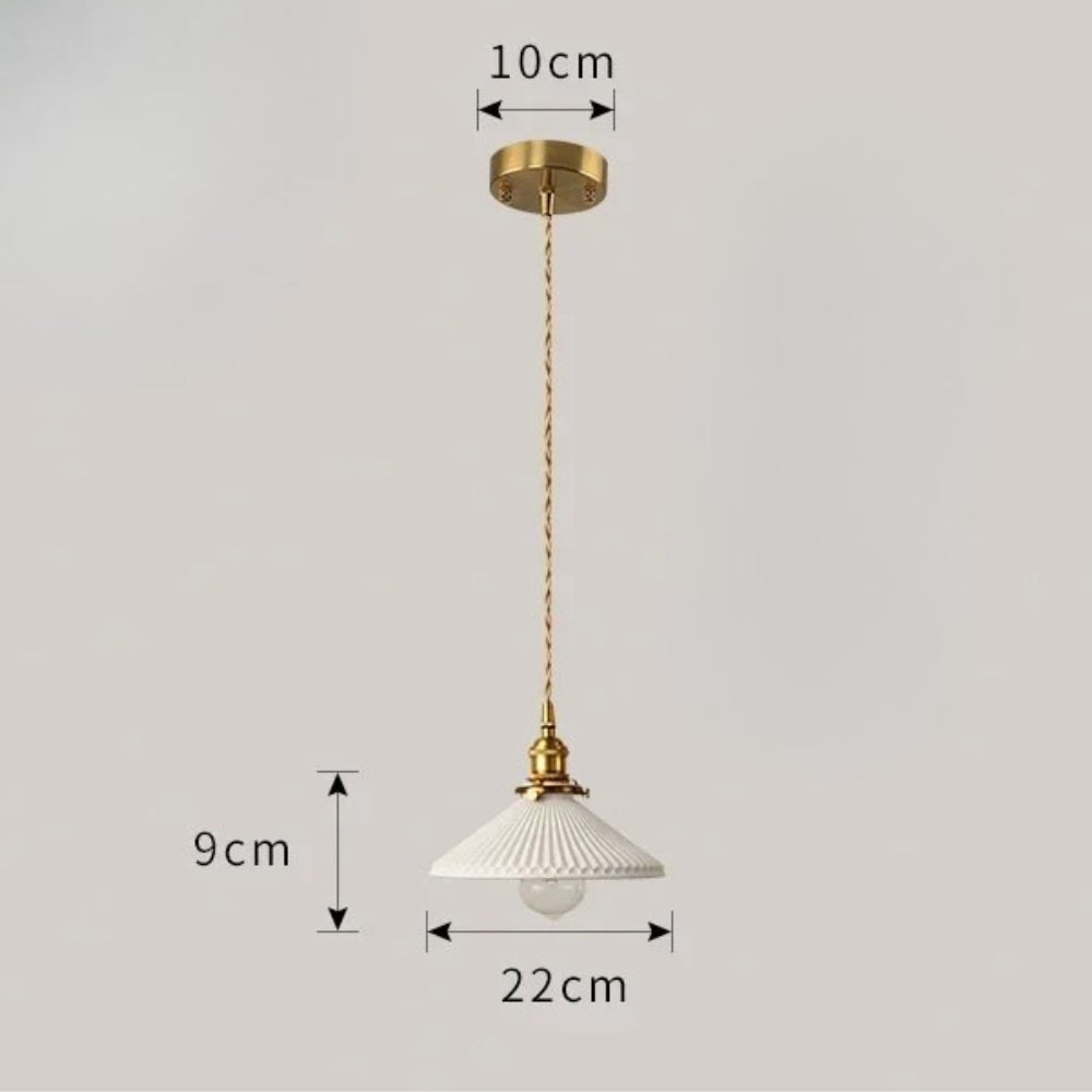 Suspension rétro avec abat-jour en céramique blanc - Plasma