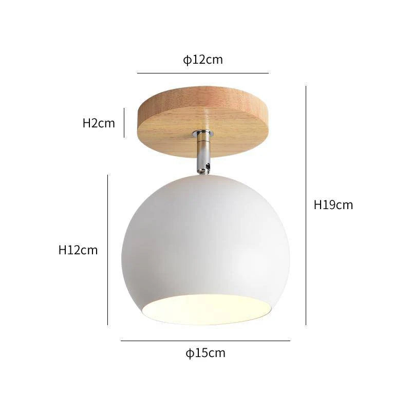 Plafonnier led en bois et boule en métal de couleur ajustable - Shield
